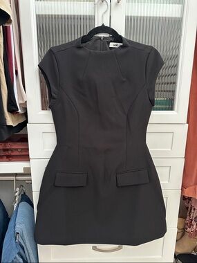 Odd Muse Black Cap-Sleeve Mini Dress